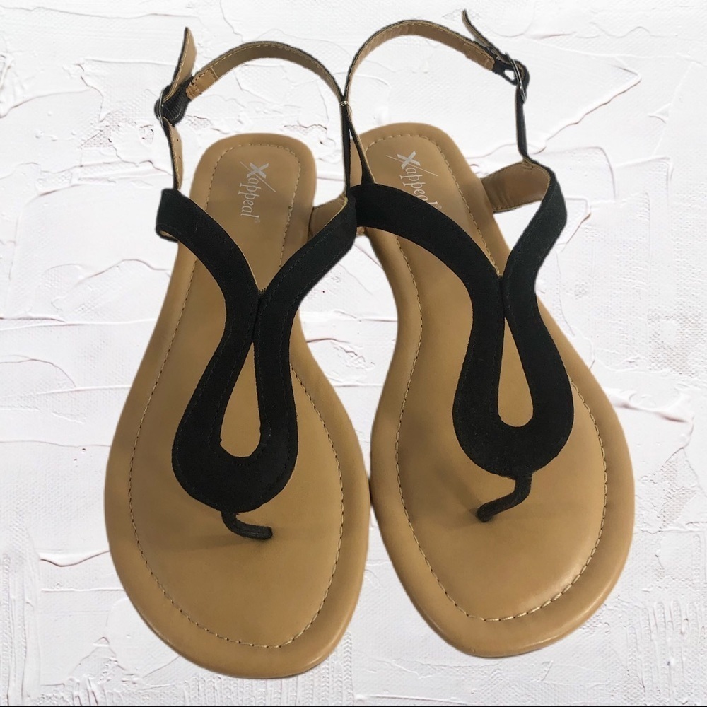 Xappeal Black Thong Sandals